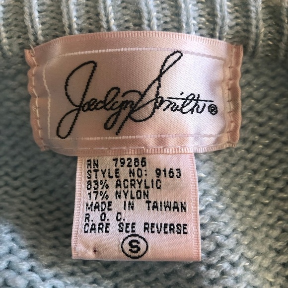 Vintage 90s Jaclyn Smith Pullover Sweater Beaded Paisley Detailing Light Blue S - Picture 15 of 15